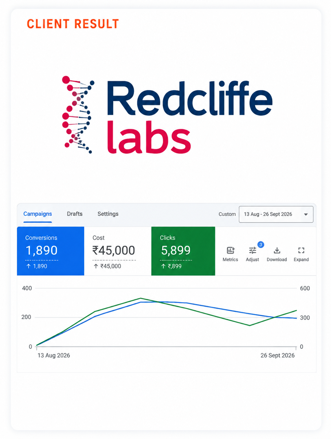 Google Ads performance campaign result